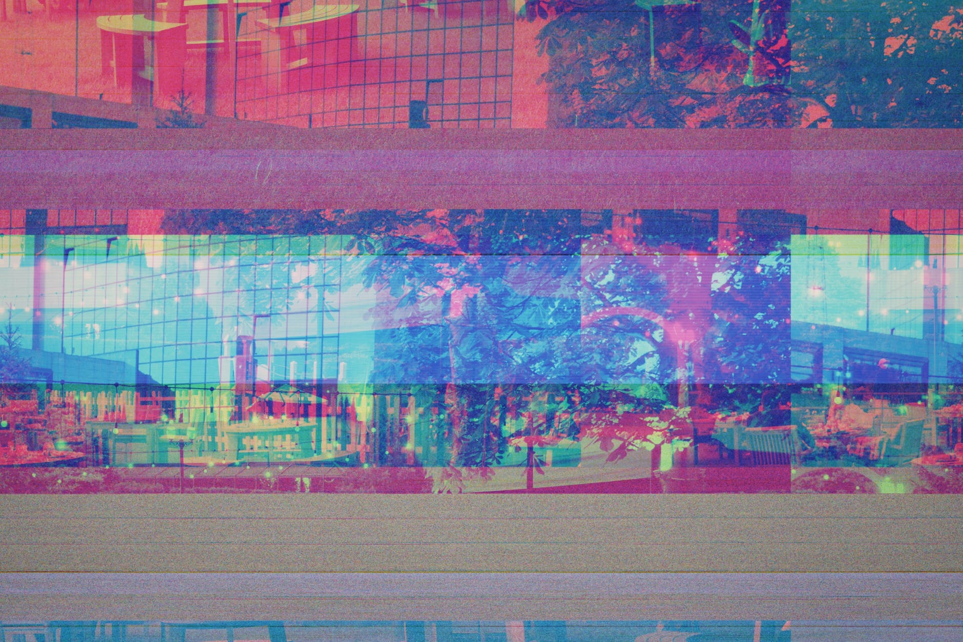 glitched photo of street in city