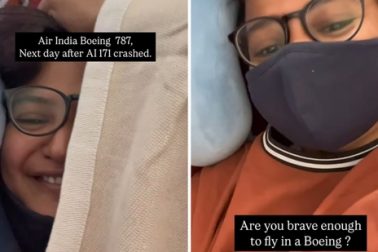 A woman filmed what appears to be an empty Air India plane she boarded a day after the Ahmedabad crash. (Screengrab)