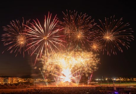 a fireworks display at night